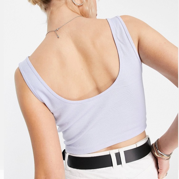 💯3/30$ NWT ASOS DESIGN snap front cropped tank top in heather - Picture 3 of 6